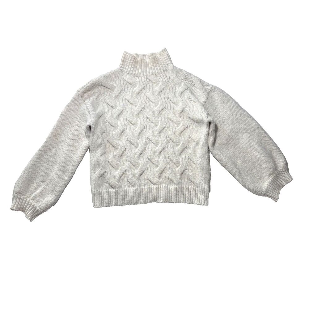 Nine West Sweater Womens Chunky Cable Knit Wool Blend Ivory Fisherman Size Small